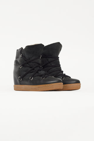 Isabel Marant Black Leather Nowles Wedge Boot