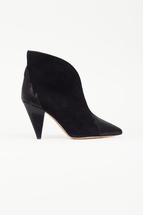 Isabel Marant Black Suede Pointed Toe Ankle Boot