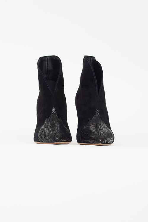 Isabel Marant Black Suede Pointed Toe Ankle Boot