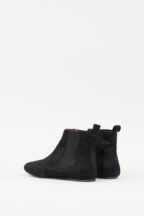 Isabel Marant Black Textured Hair Chelsea Boot