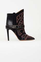 Isabel Marant Black & Red Suede Blackson Western Boot