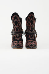 Isabel Marant Black & Red Suede Blackson Western Boot