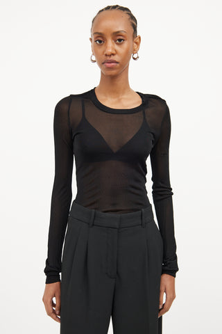 Isabel Marant Black Mesh Long Sleeve Top