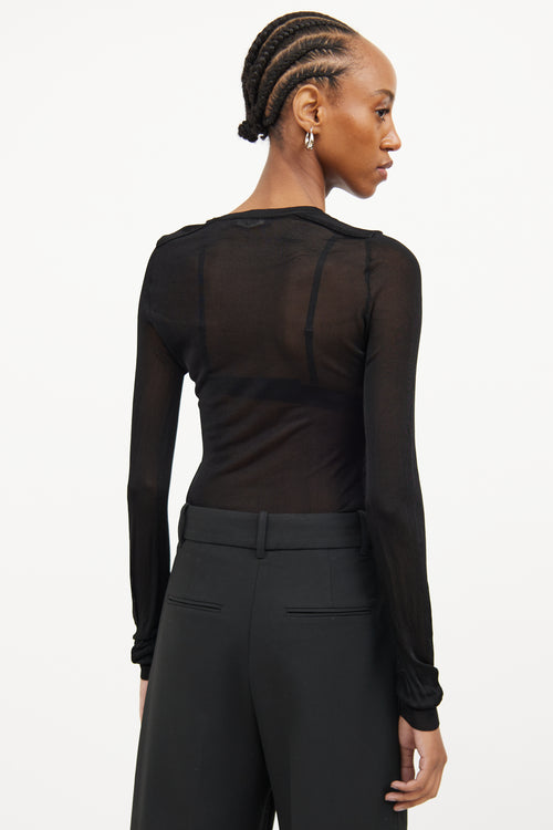 Isabel Marant Black Mesh Long Sleeve Top