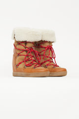 Isabel Marant Brown Leather Nowly Wedge Boot