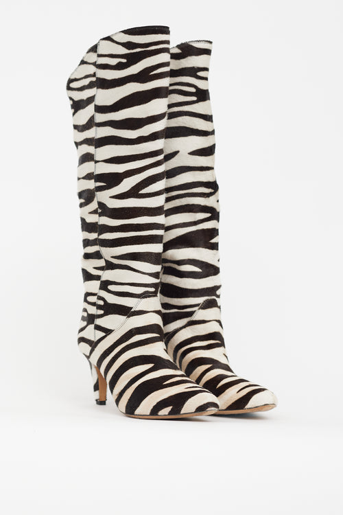 Isabel Marant White & Brown Embellished Heeled Boot