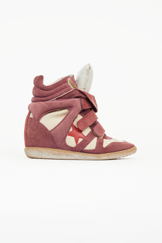 Isabel Marant Burgundy & Beige Bayley Sneaker Wedge
