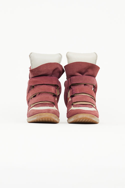 Isabel Marant Burgundy & Beige Bayley Sneaker Wedge