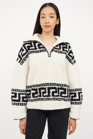 Isabel Marant Étoile Cream & Black Cropped Fleece Sweater