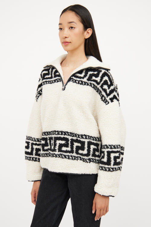 Isabel Marant Étoile Cream & Black Cropped Fleece Sweater