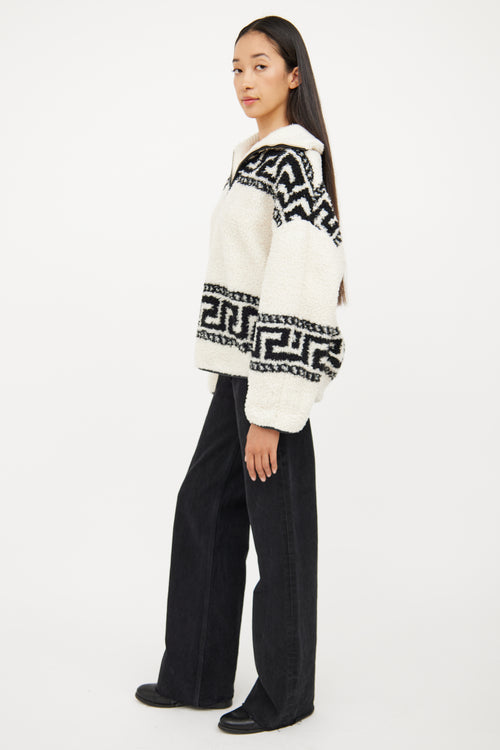 Isabel Marant Étoile Cream & Black Cropped Fleece Sweater