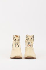Isabel Marant Cream Leather Embellished Ankle Boot