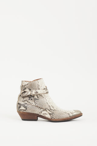 Isabel Marant Cream & Silver Leather Donee Embossed Boot