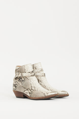 Isabel Marant Cream & Silver Leather Donee Embossed Boot