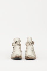 Isabel Marant Cream & Silver Leather Donee Embossed Boot