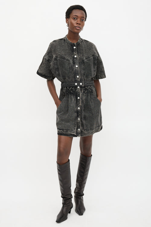Isabel Marant Denim Mesh Panel Dress