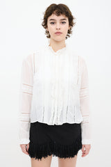 Isabel Marant Etoile White Ruffled Eyelet Shirt