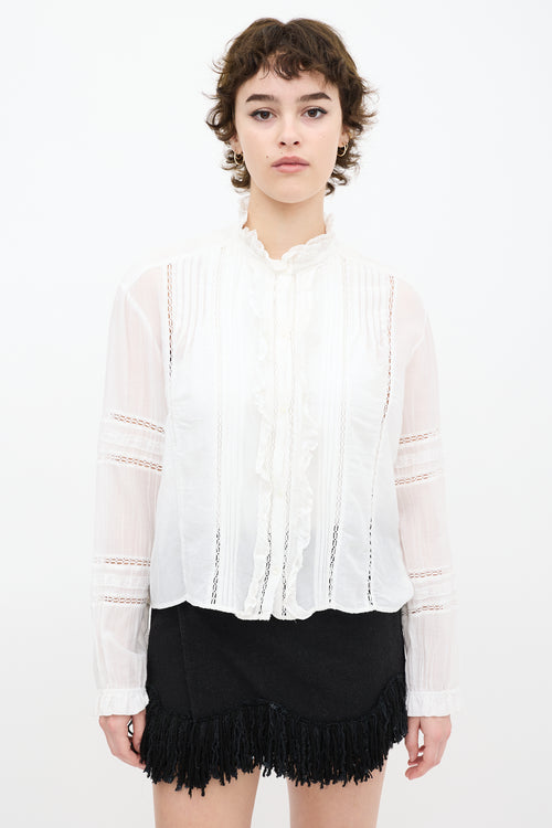 Isabel Marant Etoile White Ruffled Eyelet Shirt