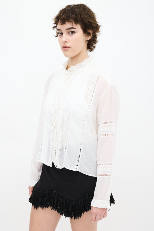 Isabel Marant Etoile White Ruffled Eyelet Shirt