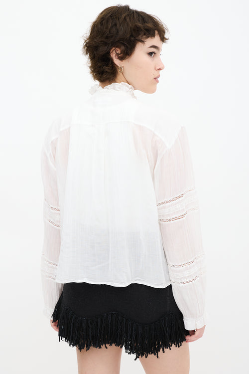 Isabel Marant Etoile White Ruffled Eyelet Shirt