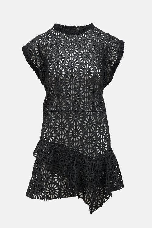 Isabel Marant Faux Leather Broderie Anglaise Dress