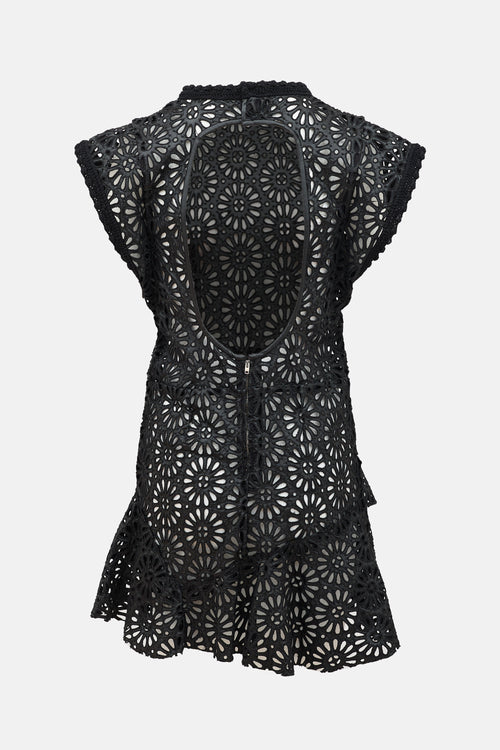 Isabel Marant Faux Leather Broderie Anglaise Dress