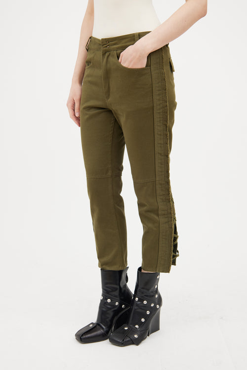 Isabel Marant Green Cropped Lace Up Trouser