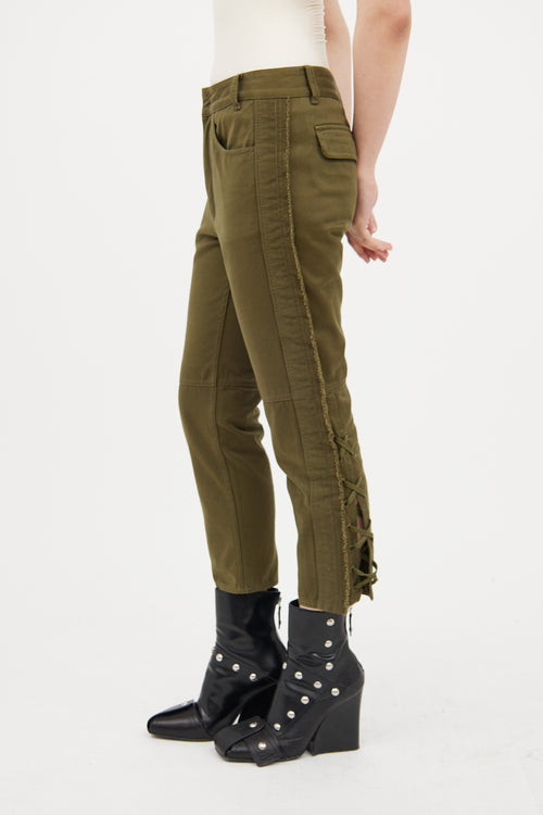 Isabel Marant Green Cropped Lace Up Trouser