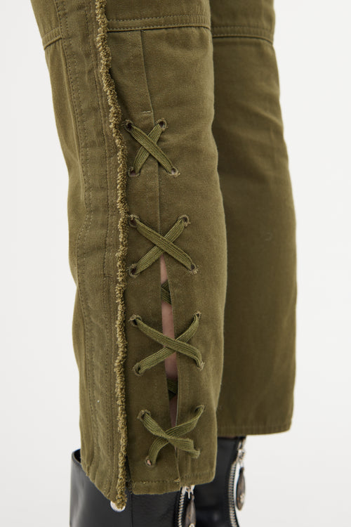 Isabel Marant Green Cropped Lace Up Trouser