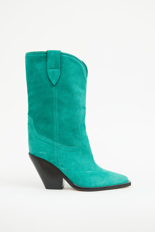 Isabel Marant Green Suede Cowboy Boot