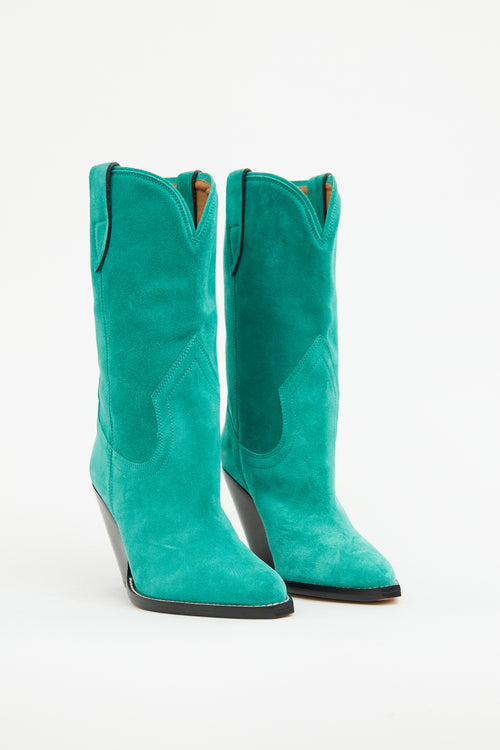 Isabel Marant Green Suede Cowboy Boot