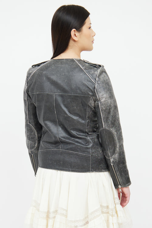 Dark Grey Leather Moto Jacket Isabel Marant Étoile