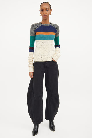 Isabel Marant Cream & Multi Colour Stripe Wool Sweater