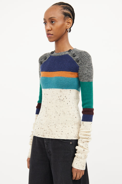 Isabel Marant Cream & Multi Colour Stripe Wool Sweater