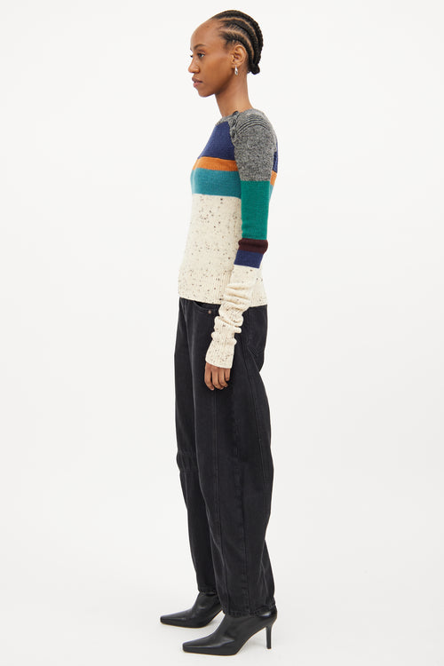 Isabel Marant Cream & Multi Colour Stripe Wool Sweater