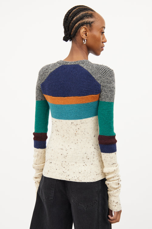 Isabel Marant Cream & Multi Colour Stripe Wool Sweater