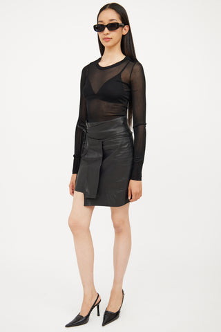 Isabel Marant Black Leather Wrap Skirt