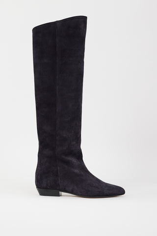 Isabel Marant Navy Suede City Knee High Boot