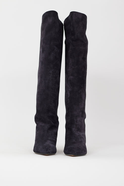 Isabel Marant Navy Suede City Knee High Boot