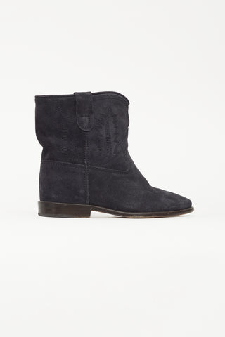 Isabel Marant Navy Suede Ankle Cowboy Boot