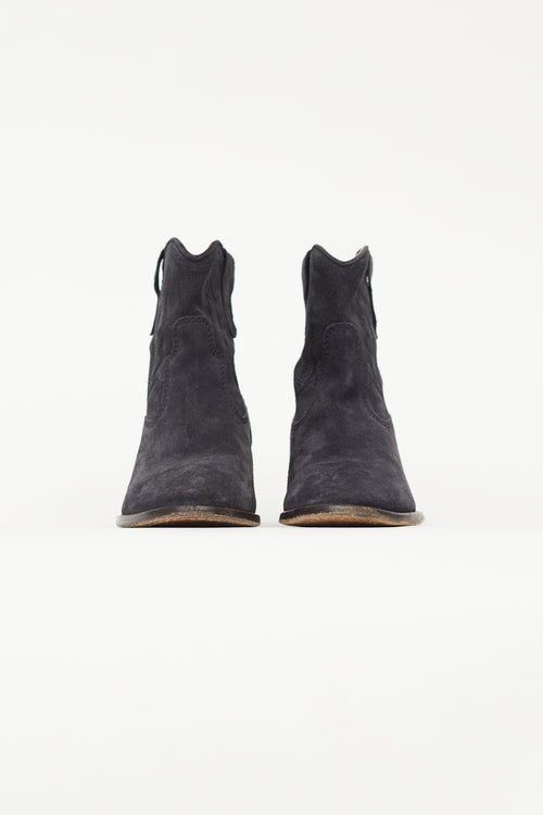 Isabel Marant Navy Suede Ankle Cowboy Boot