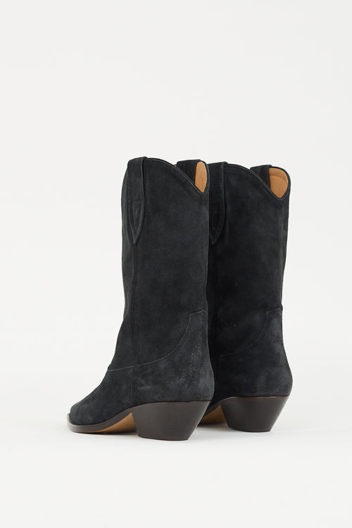 Isabel Marant Washed Black Suede Dahope Cowboy Boot