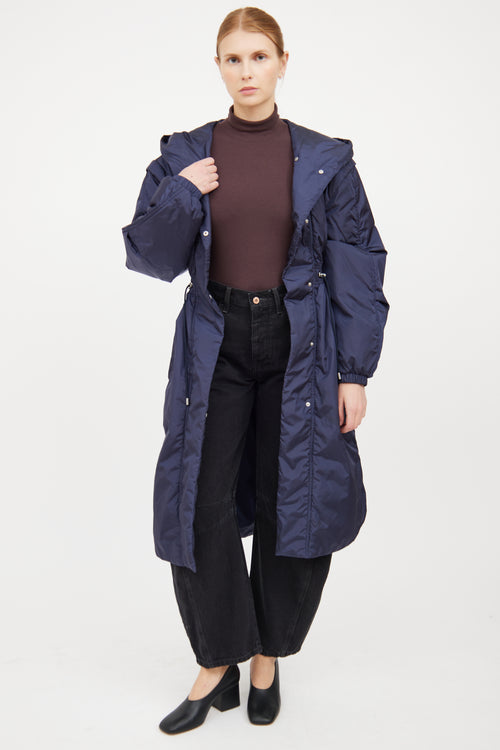 Isabel Marant Navy Nylon Long Dasytano Coat