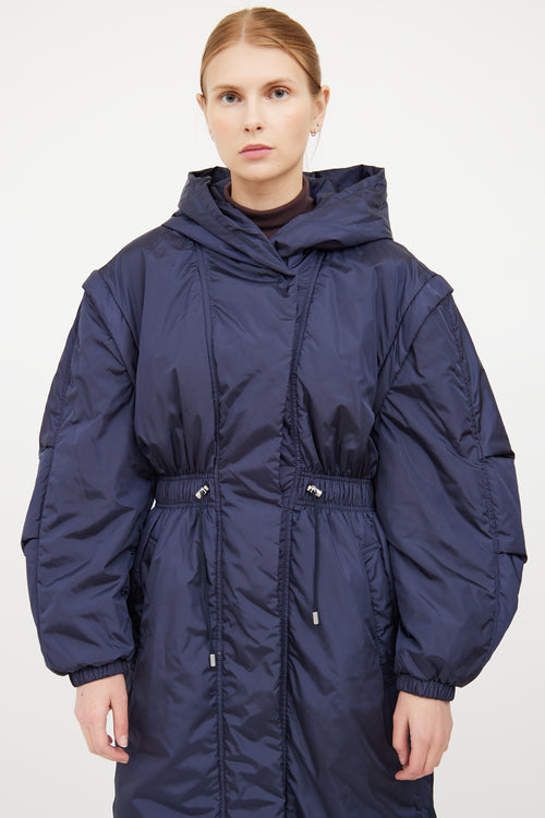 Isabel Marant Navy Nylon Long Dasytano Coat