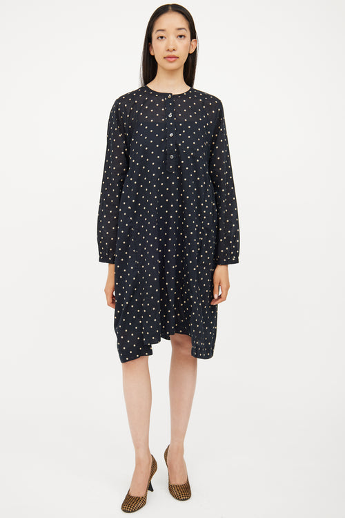 Isabel Marant Étoile Navy & Cream Cotton Polka Dot Dress