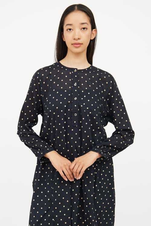 Isabel Marant Étoile Navy & Cream Cotton Polka Dot Dress