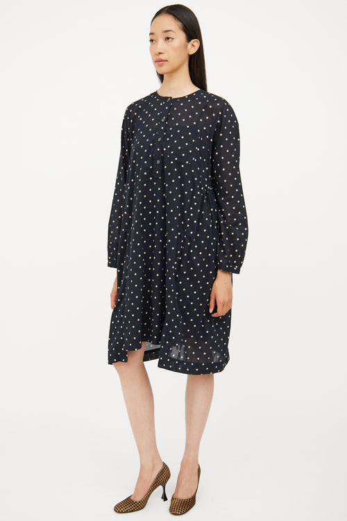 Isabel Marant Étoile Navy & Cream Cotton Polka Dot Dress