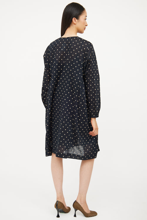 Isabel Marant Étoile Navy & Cream Cotton Polka Dot Dress