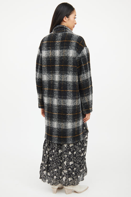 Isabel Marant Étoile Grey Multi Colour Plaid Wool Coat