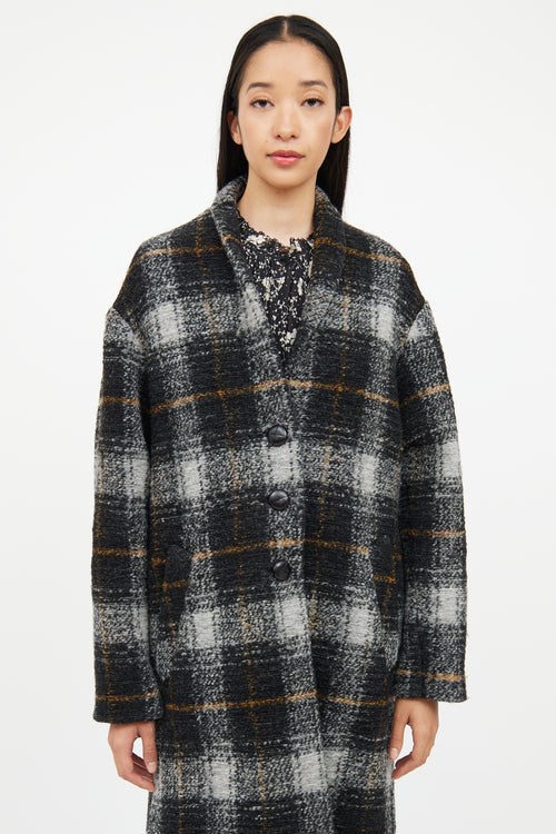 Isabel Marant Étoile Grey Multi Colour Plaid Wool Coat